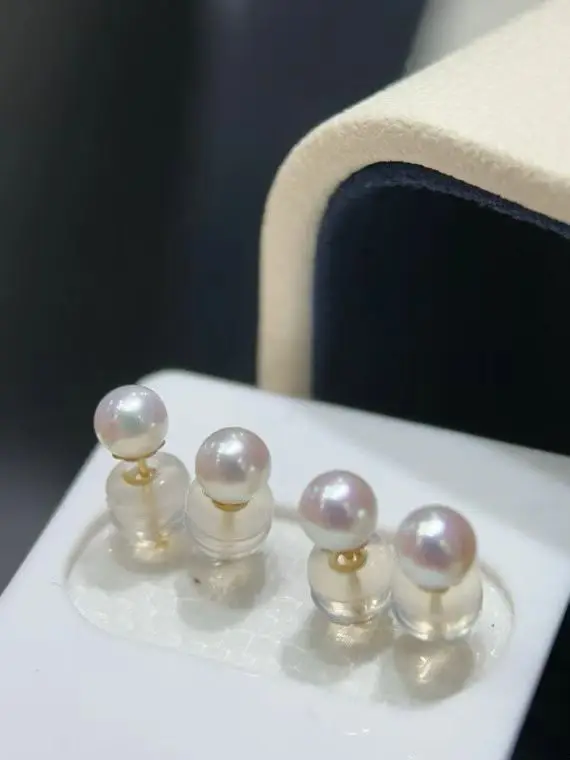 Certifiacted 925 Silver 4-5mm Freshwater Pearl Ear Stud Women's Basic Earring Fine Jewelry Real Tiny Pearl Daily Accessory Gifts
