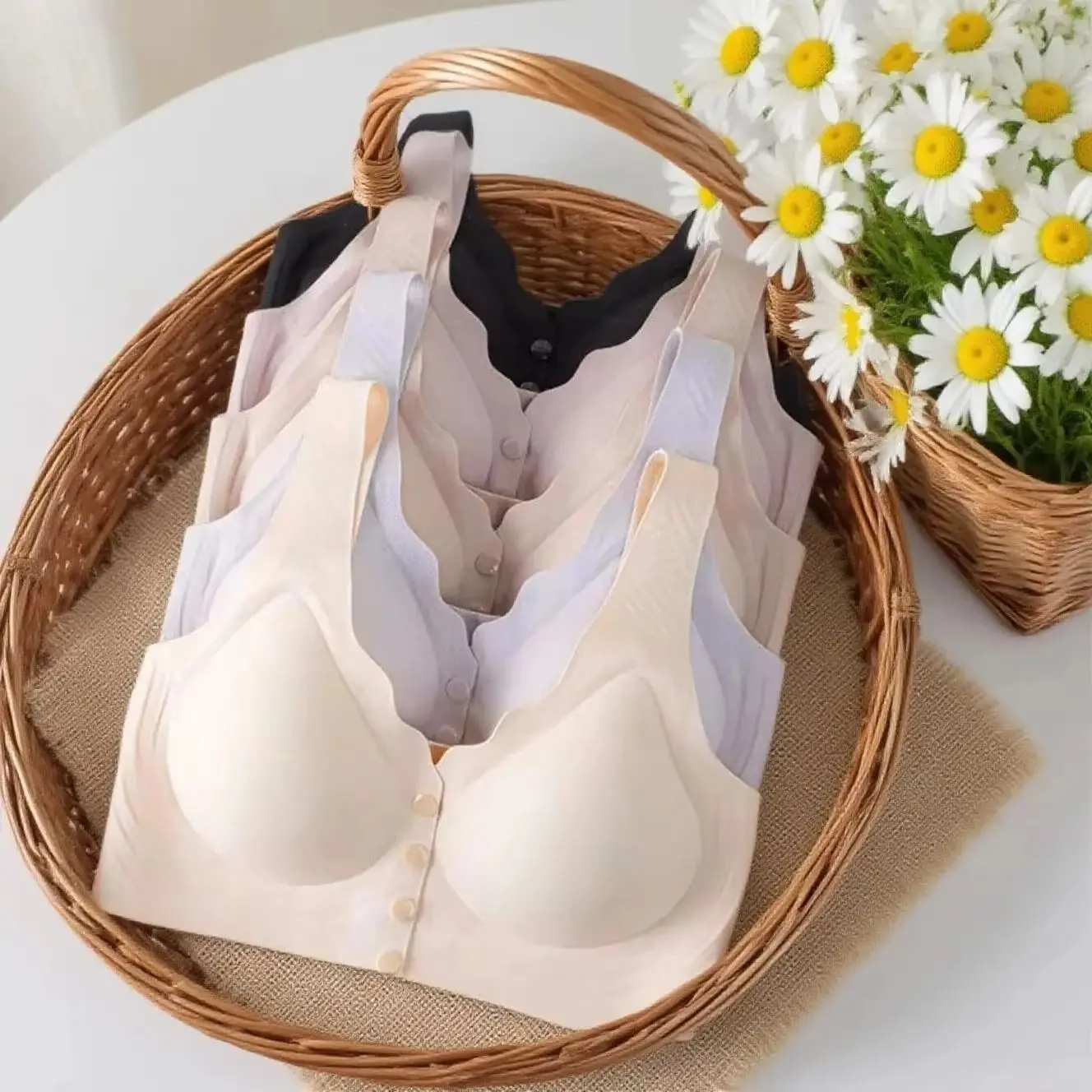 

Skin-friendly 2025 soft Bra Front Closure Bra with Mold Cup Wide Elastic Strap for Women Soft Glossy Underwear for Comfort