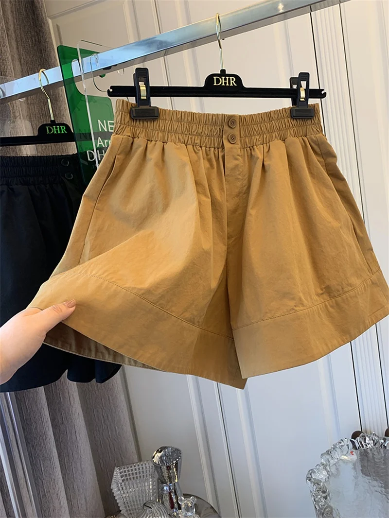 

High Waist Wide Leg Skirt Pants Mid-Calf Women's Design Sensation Summer New Style Polyester Cotton Spandex Blend