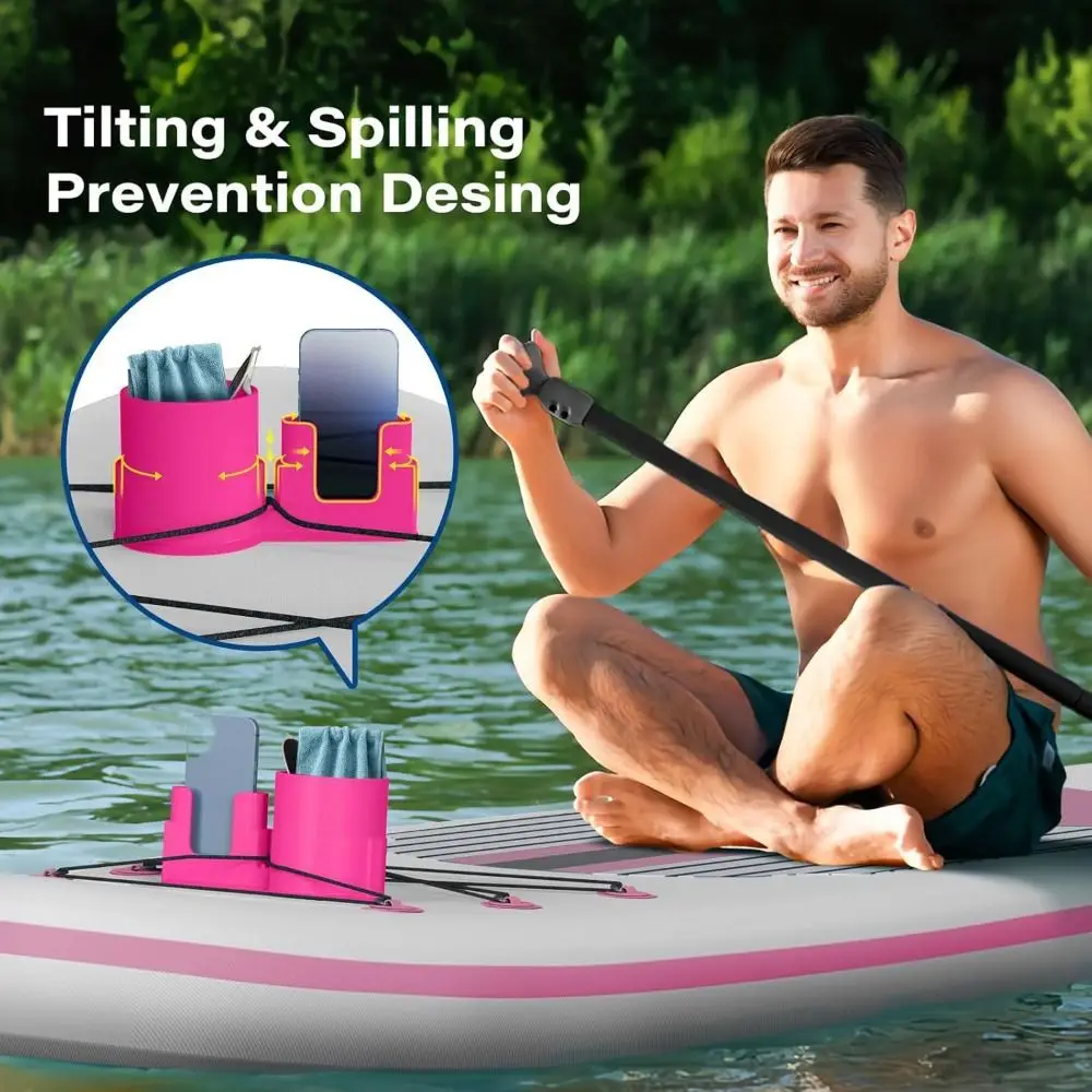 Creative Multi-Functional Paddle Board Cup Holder 2 in 1 Rope Binding Kayak Drink Holder PVC Anti-Dump Paddle Phone Holder Kayak