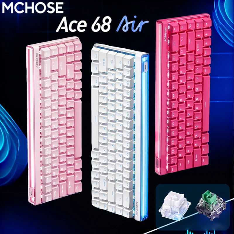 

MCHOSE ACE 68 Air Magnetic Switch Gaming Keyboard Hall Effect Rapid Trigger Programmable RGB 8K Hz DKS/MT/TGL/RS/SOCD Keyboard