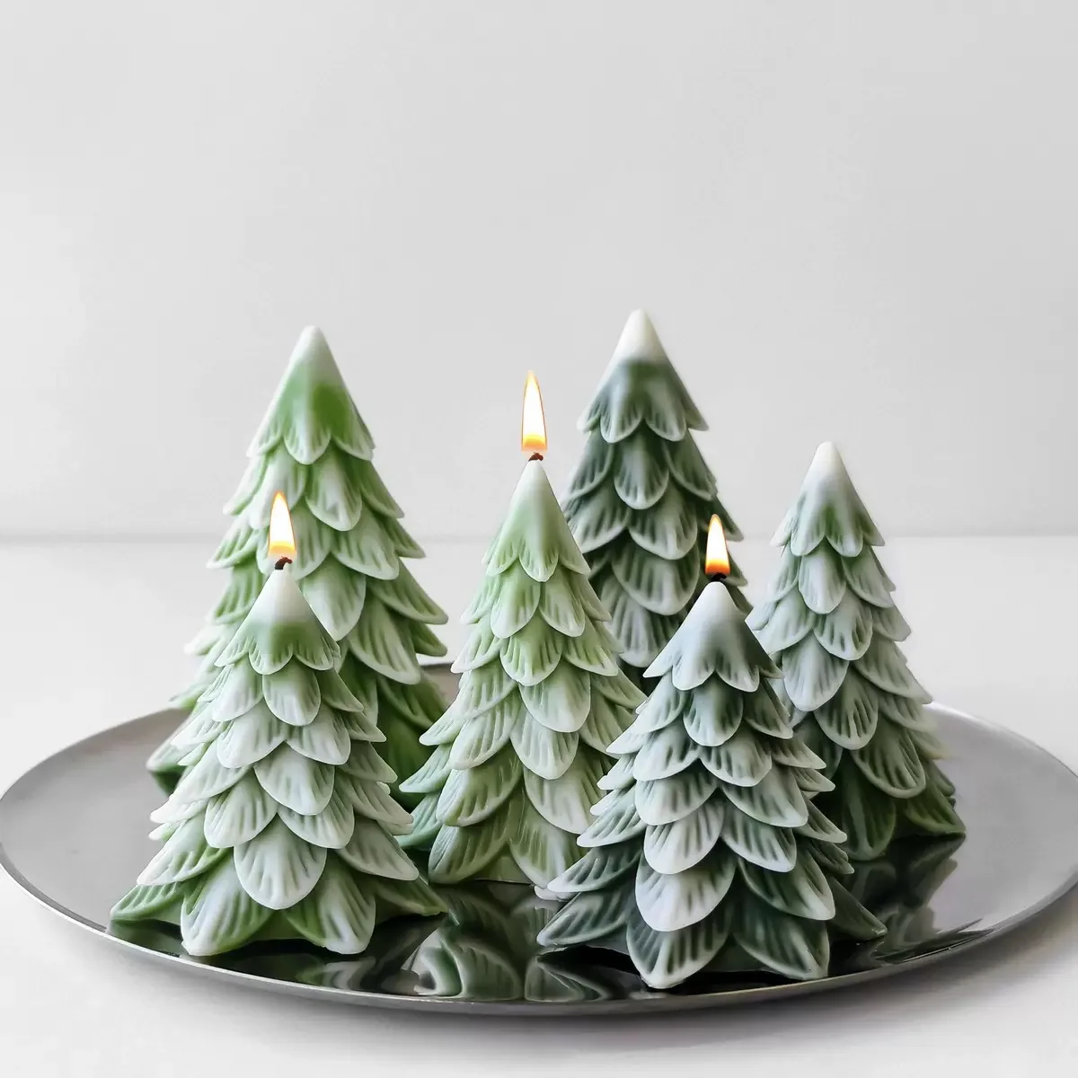 Christmas Tree Candle Silicone Mold DIY Aromatherapy Gypsum Cement Ornament Mould Christmas Home Decoration
