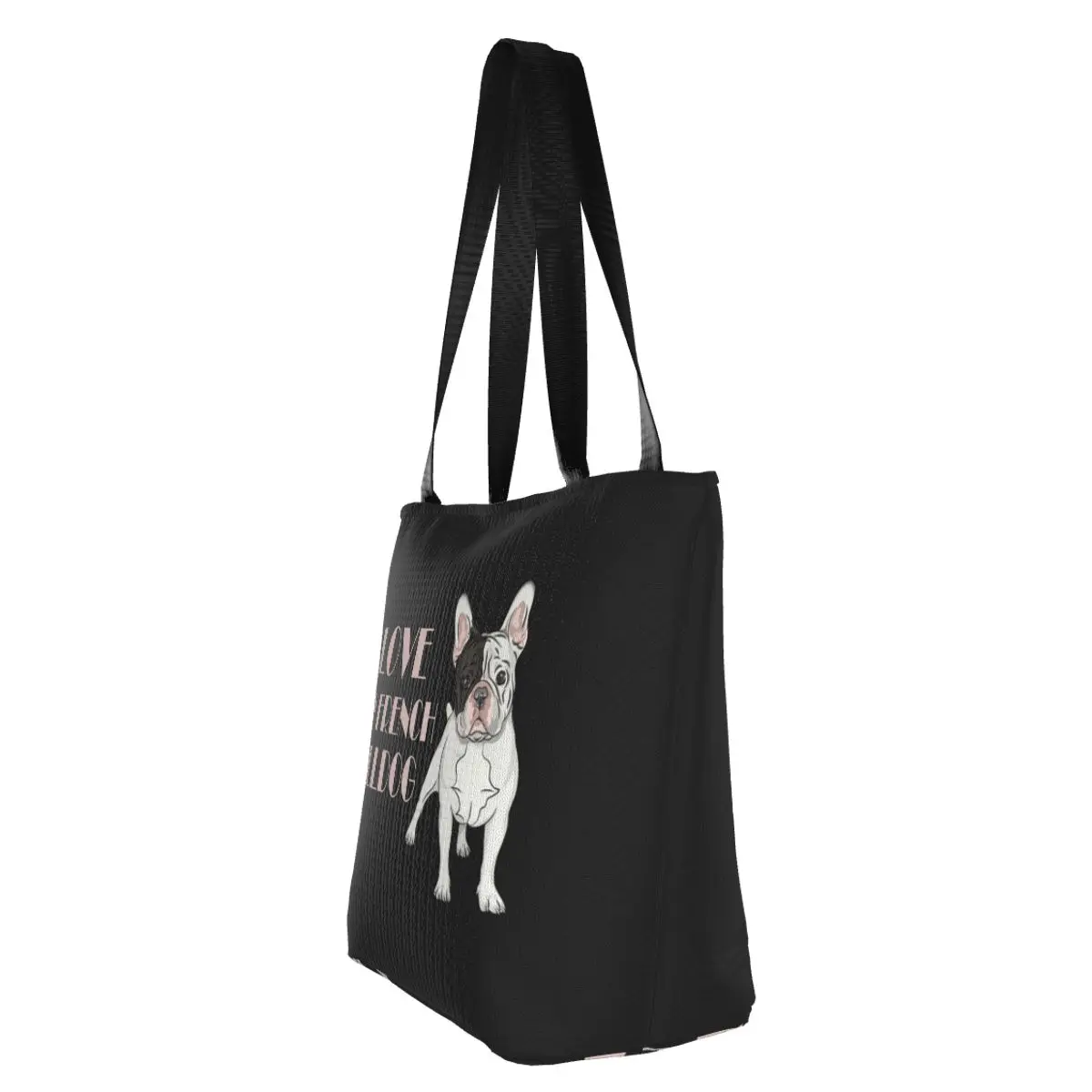 Custom French Bulldog Canvas Sacos De Compras Mulheres Mantimentos Portáteis Pet Puppy Dog Animal Frenchie Tote Shopper Bags