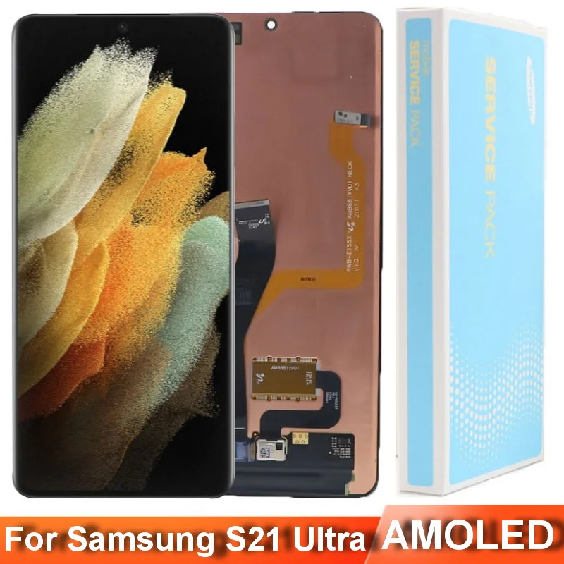 

6.8" AMOLED S21 Ultra LCD For Samsung Galaxy S21 Ultra 5G Display G988 G998F SM-G998F/DS LCD Screen Touch Digitiz