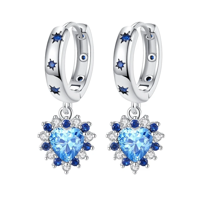 New Original 925 Sterling Silver Blue Eyes Star Butterfly Palm Earrings for Women Fashion High Quality Zircon Jewelry Gift