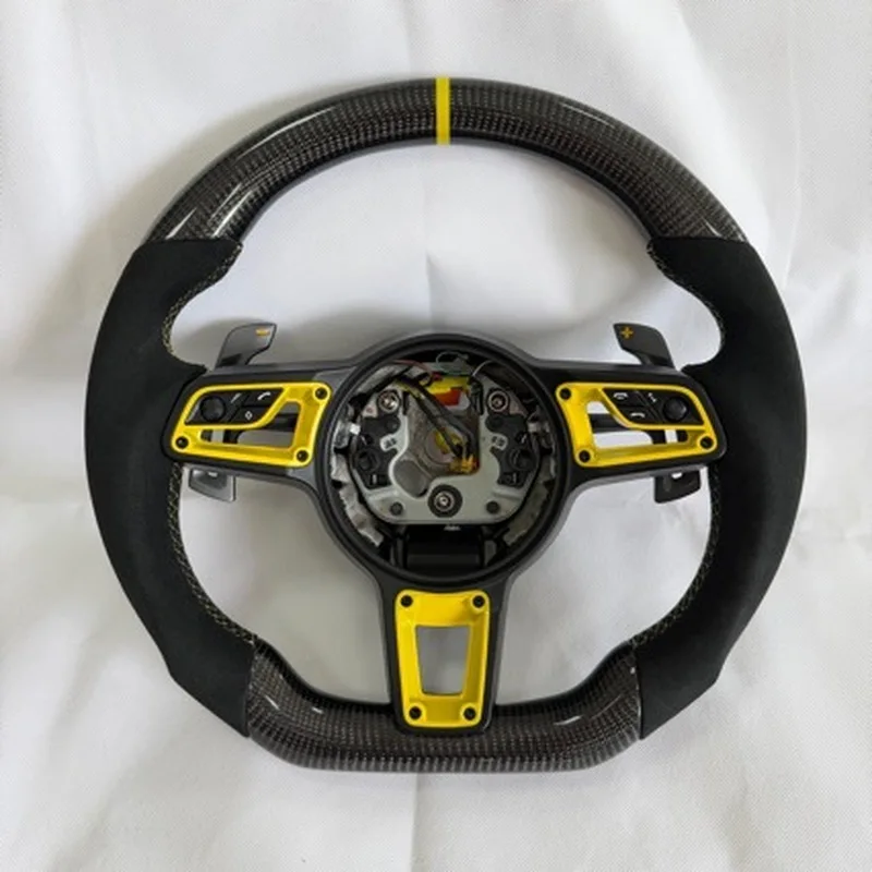 For Porsche 718 Cayenne 15‑23 3.0T Modified Premium Full Leather Steering Wheel Assembly With Horn Shell