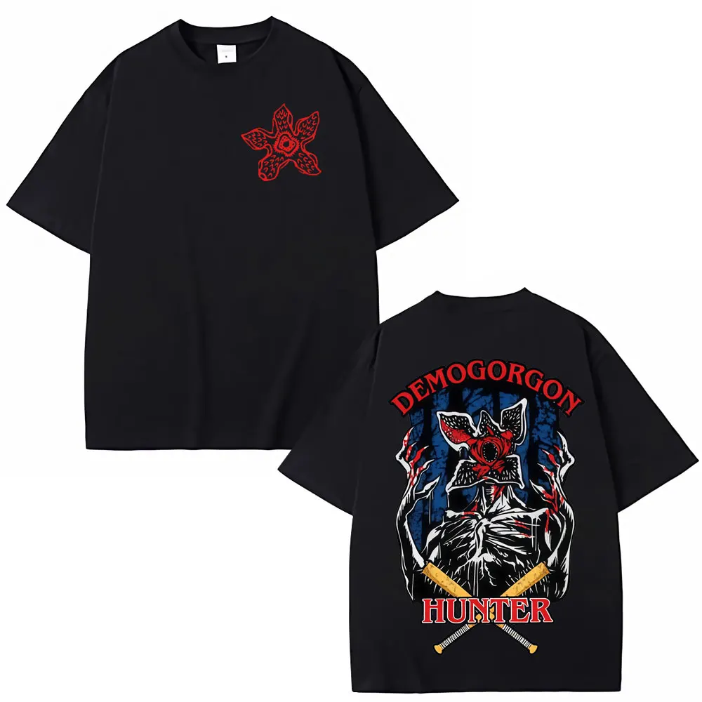 

2026 Eddie Munson Demogorgon Hunter 100%cotton men's shirt Gothic Graphic summer short sleeve oversized Women fashion T-shirts