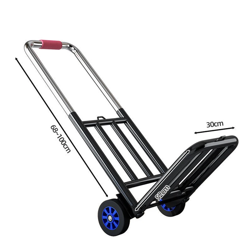 Metal Portable Folding Shopping Hand Cart Express Delivery Carrying Capacity with Wheels with Pull Rod Scalable Climb Stairs New