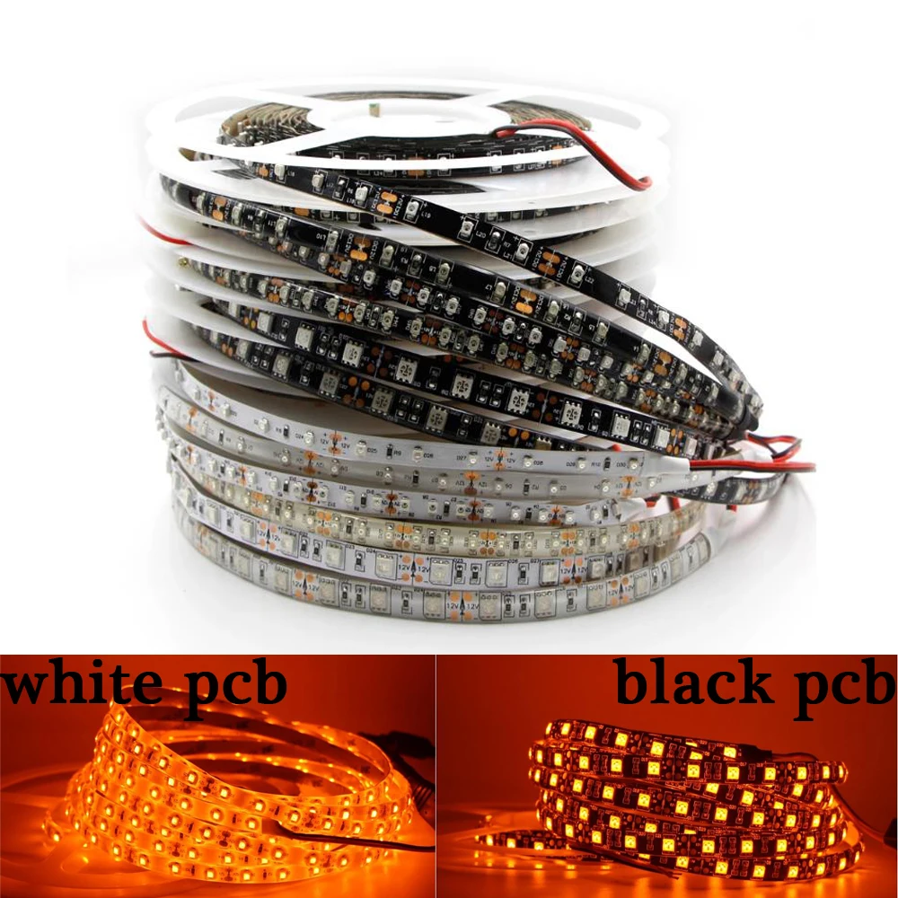 1M/5M led strip light True Orange no Amber Yellow waterproof 3528 5050 SMD 60leds/m 120leds/m 12V Car Tail Lamp Stop Indicator