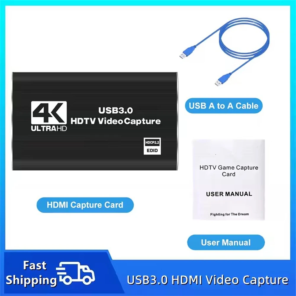 Roreta 4K USB 3.0 Video Capture Card, HDMI-compatible HDTV Recorder Grabber for Game Recording, PC, Game Audio & Mic view 2