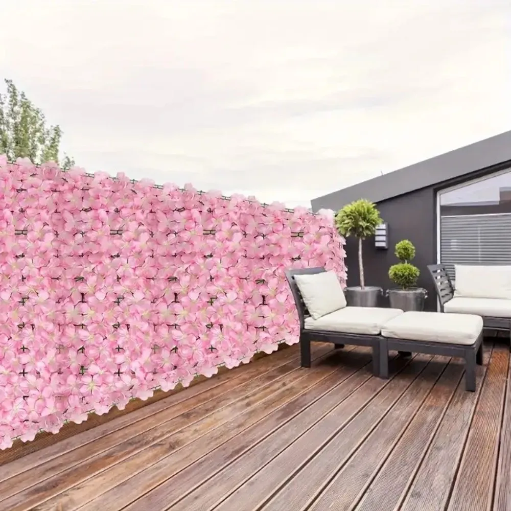 Plastic Artificial Flower Fence Screen Removable Waterproof Hydrangea Artificial Flower Wall Weather Resistant Realism