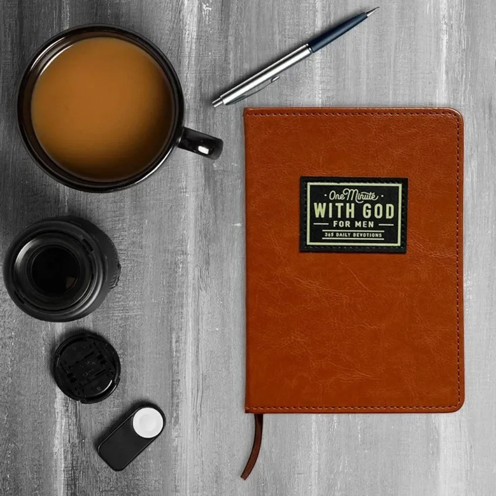 One Minute WITH GOD For Men, 365 Days Of Daily Prayer Brown Book, Bible Prayer Tracking Diary