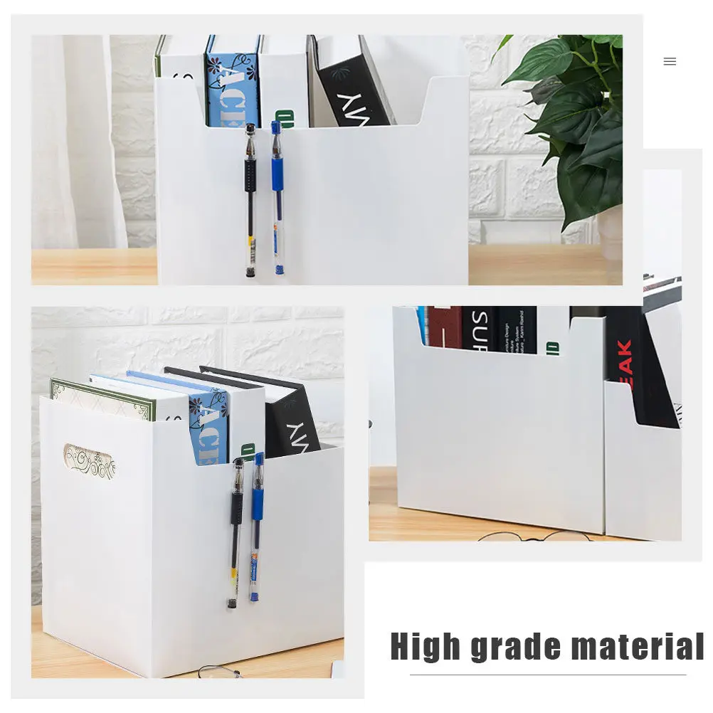 

2Pcs Large Capacity Desktop Book Storage Boxes Design Organizing Bookshelf for Home Office School Archive Files