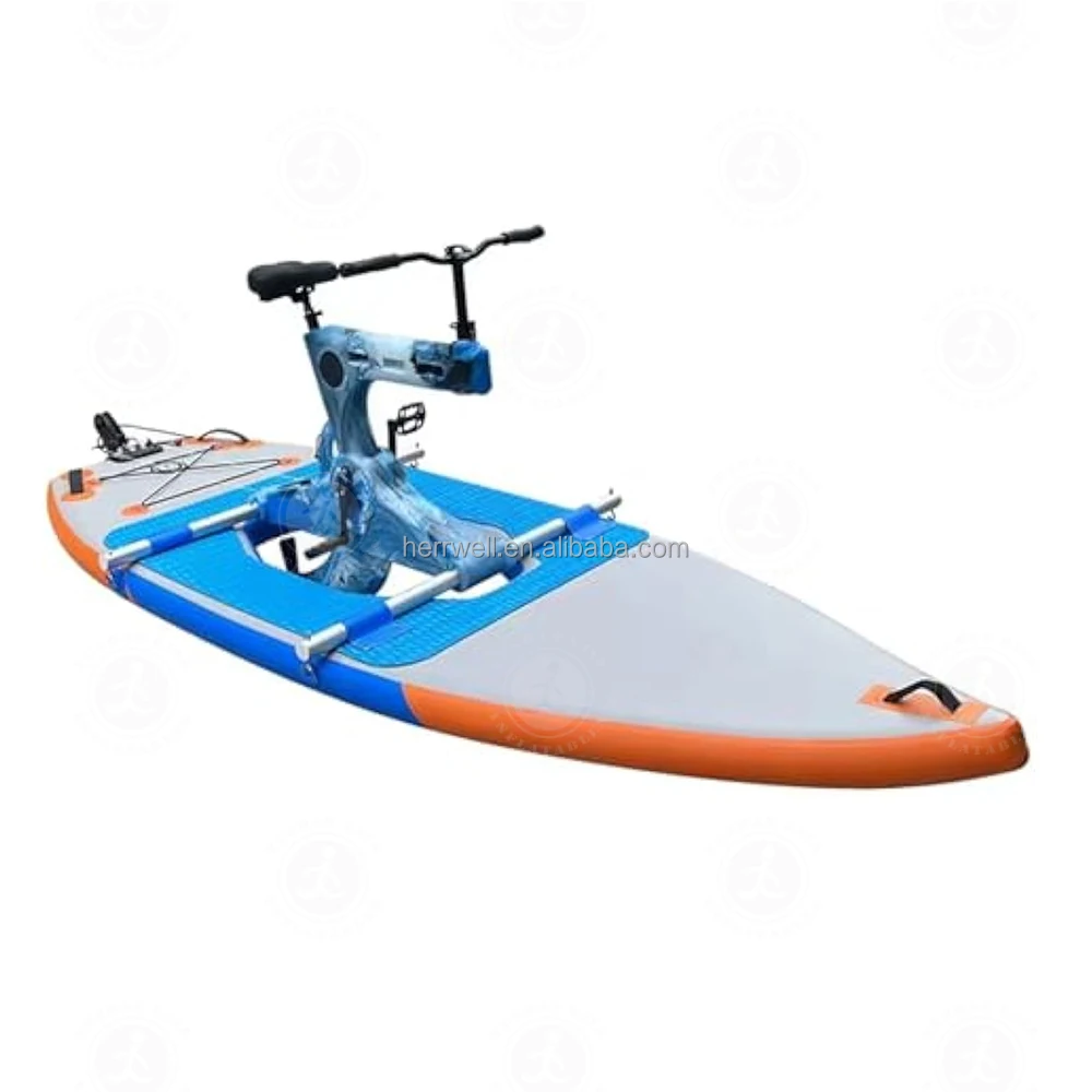 

Conspicuous Water Bicycle Aqua Bicycles Bluish yellow inflatable floating waterbike pedal boats bicycle water bike