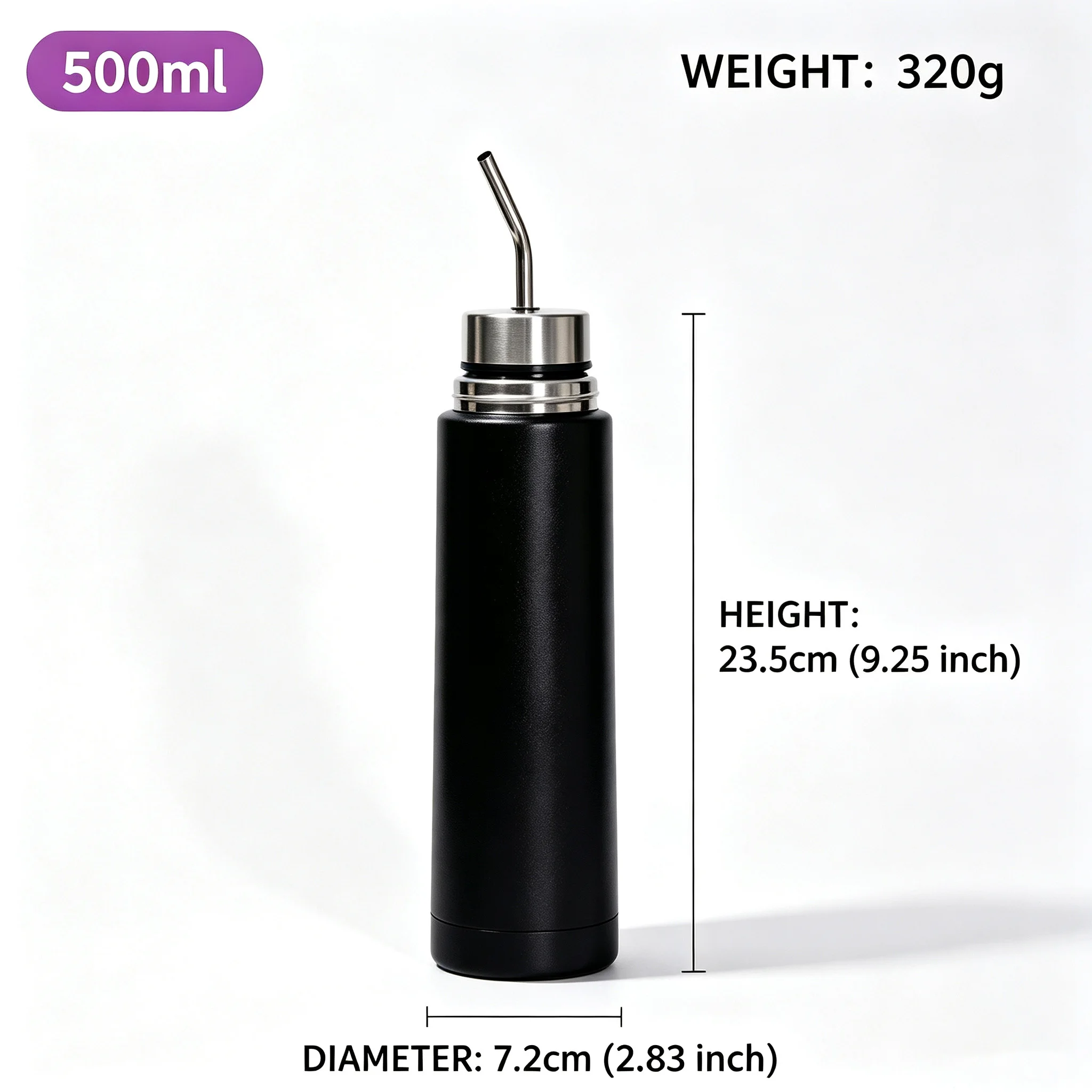 304 Stainless Steel Bullet Vacuum Thermos Flask Dual‑Use With Straw Portable Outdoor Travel Water Bottle Large Capacity Leak‑Pro view 6