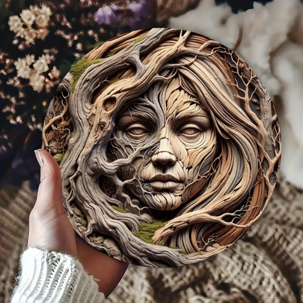 Arte de pared con cara de árbol, letrero de aluminio ideal para el hogar, restaurante, cafetería, garaje, decoración artística de pared de metal, esculturas de pared