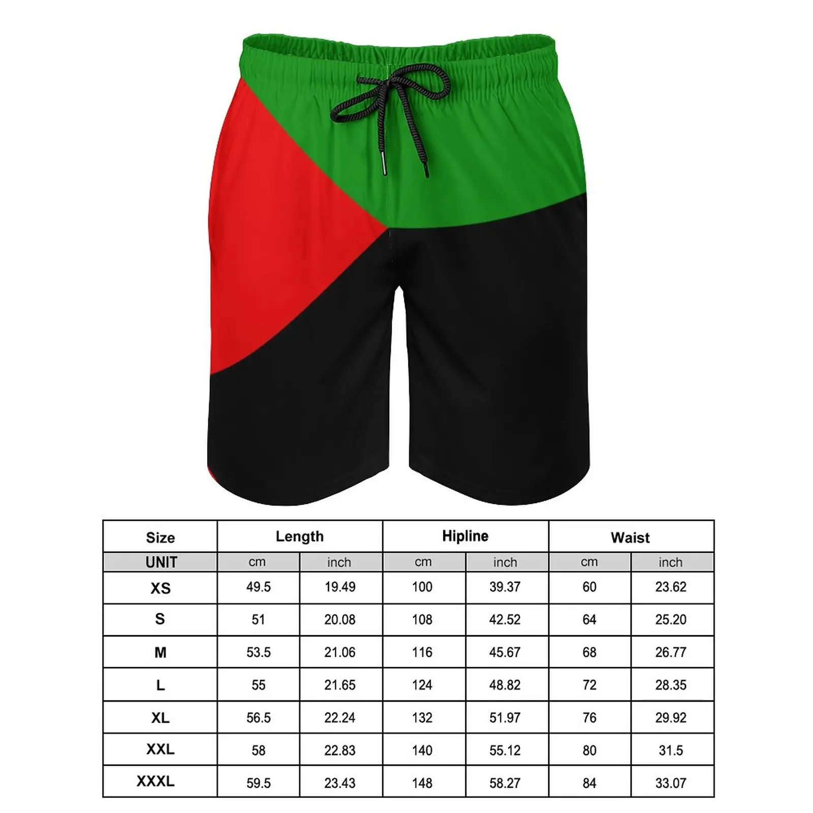 Anime Beach Pants Martinique in Red Green And Black Loose Elastic Beach Funny Graphic Male Shorts Basketball Adjustable Drawstri