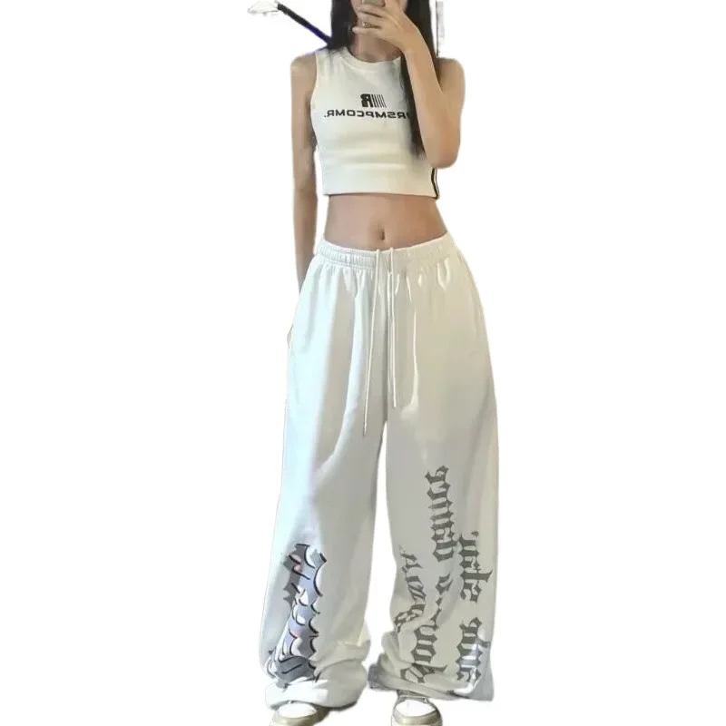 العصرية رمادي واسعة الساق الرجال ملابس رياضية السراويل الصيف بناطيل كاجوال للمراهقين تنوعا مريحة فضفاضة تناسب النمط الأمريكي الرجعية