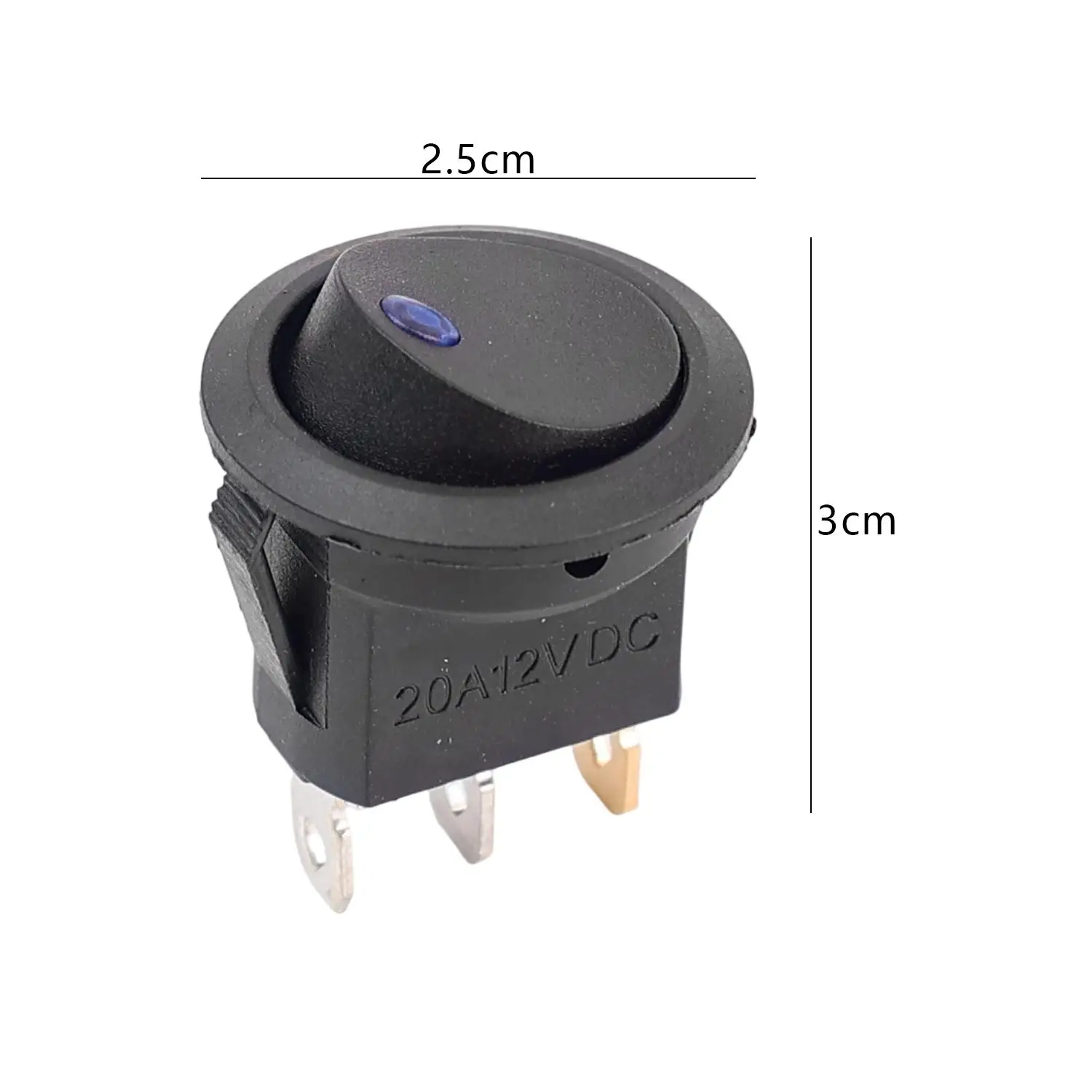 Auto-LKW-Wippschalter 3-polig 2-Positionen Ein/Aus-Steuerung SPST für Marine-Autoteile 12V LED-Bootsschalter mit Beleuchtung 1/3/12 Stück