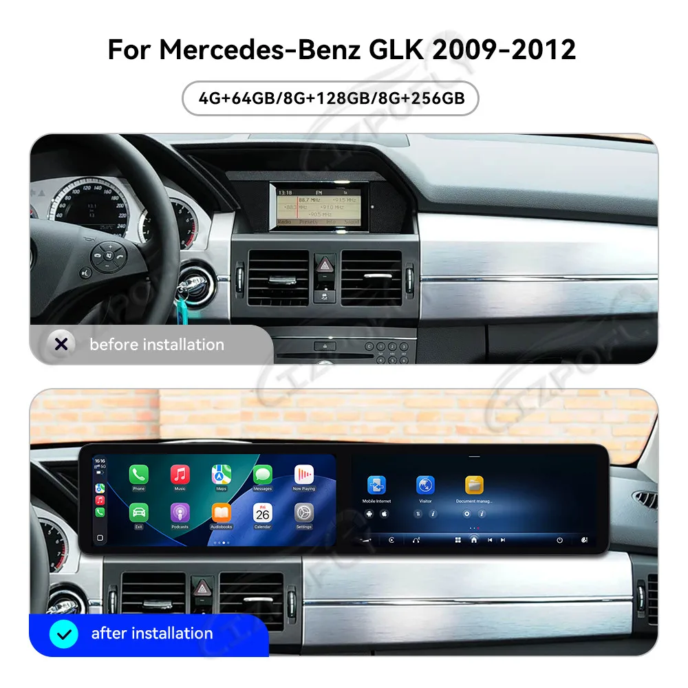 12.3 "أندرويد 13 CarPlay راديو السيارة لمرسيدس بنز GLK 2009-2012 شاشة تعمل باللمس مشغل وسائط متعددة لتحديد المواقع والملاحة اكسسوارات السيارات #3