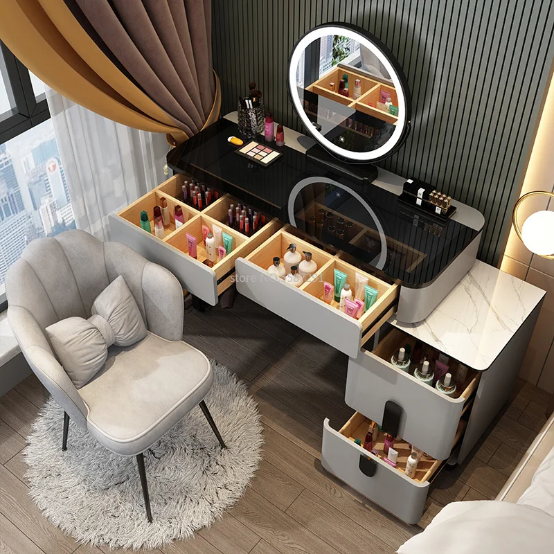 Dressing Table Light Luxury Rock Board Bedroom Dressing Table Modern Minimalist Makeup Cabinet Bedroom Furniture Dressers