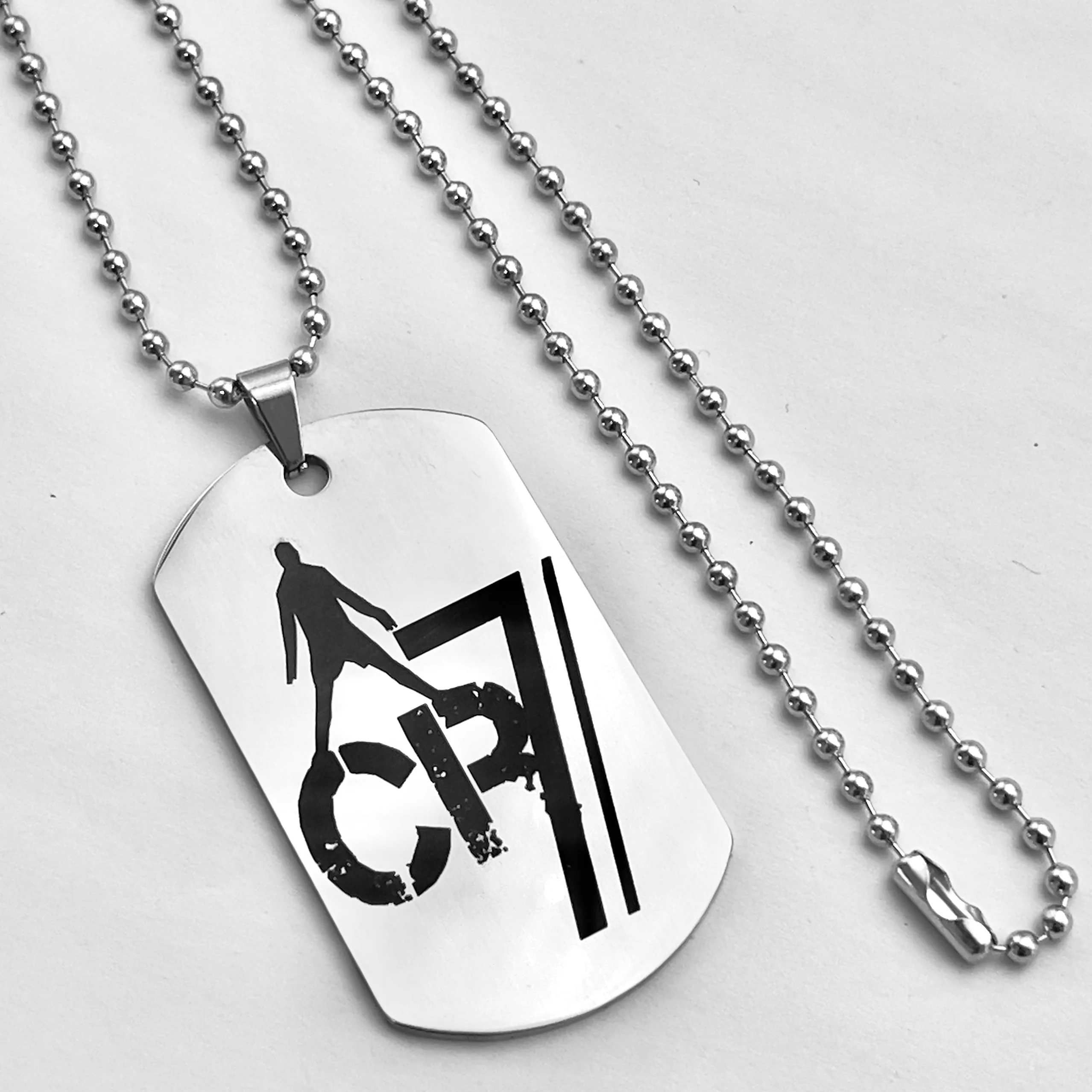 CR Stainless Steel Necklace - Sports Style Necklace, Size 7 Design, Perfect Gift for Football Fans