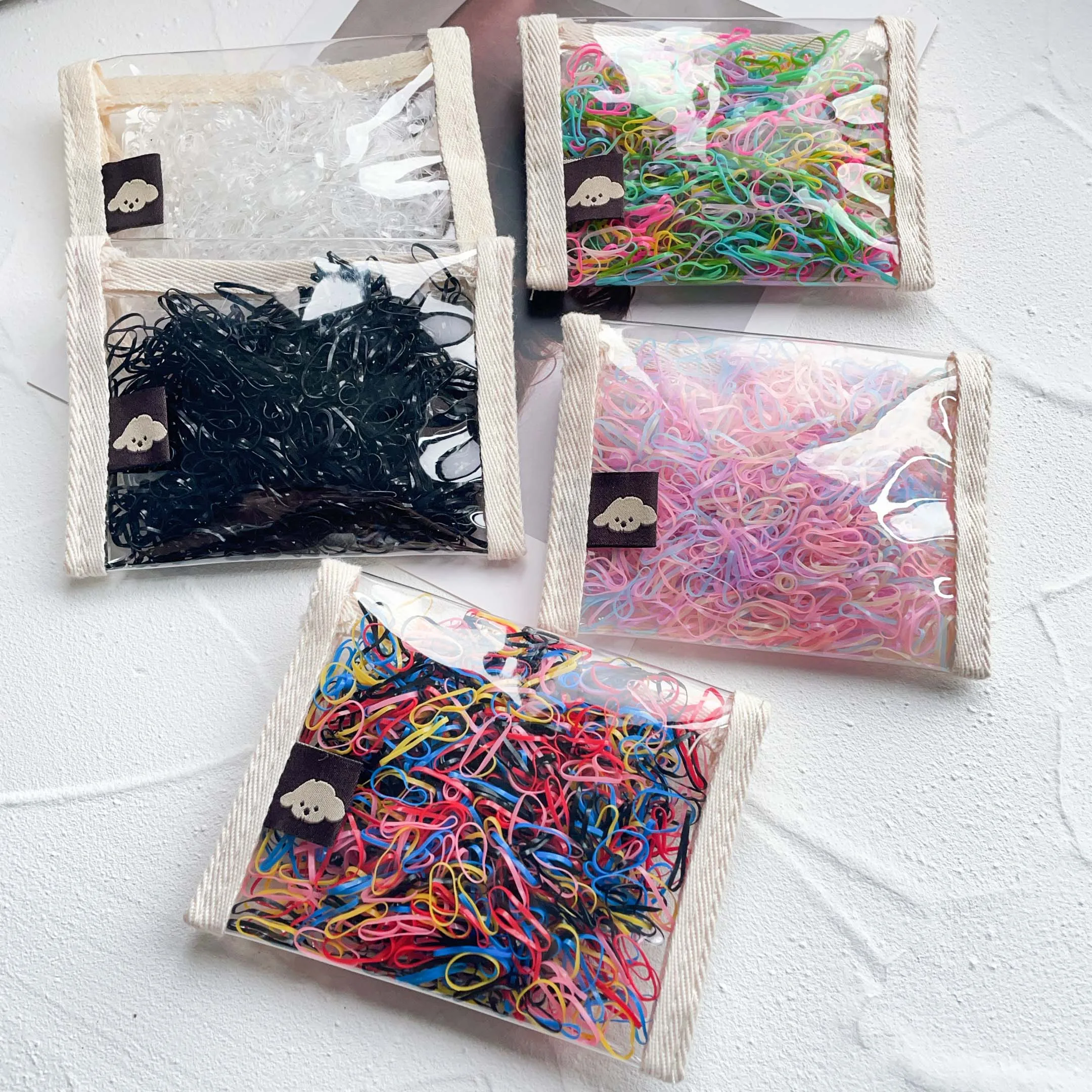 500/1000Pcs/Set Hair Bands Colourful Disposable Rubber Band Ties Headband Children Ponytail Holder Bands Kids Hair Accessories