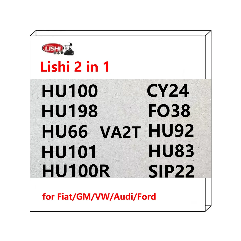 Lishi 2 in 1 HU100 8-Cut HU198 HU66 FO38 HU100R VA2T HU83 HU92 HU101 CY24 V.2 SIP22 for Jeep/Fiat for GM for VW/Audi for Ford