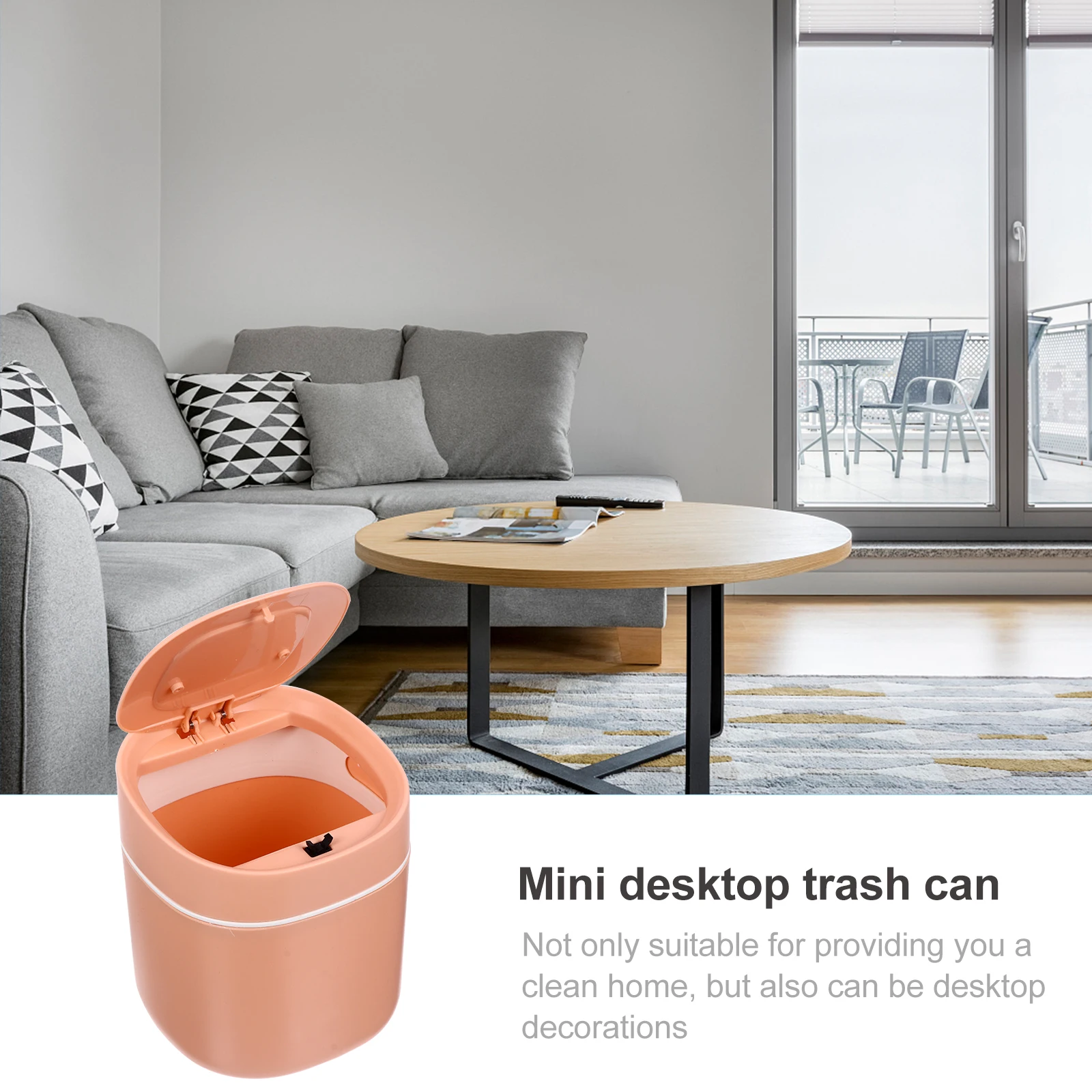 

1pc Desktop Trash Can Mini Rubbish Bin Waterproof Plastic Garbage Barrel Lightweight For Home Office Decoration Storage