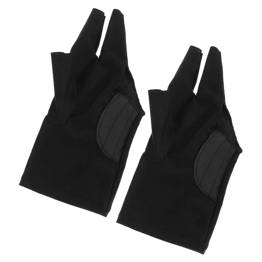 

2Pcs Elastic Pool Gloves Three-Finger Design Sweat-Wicking Breathable Billiard Gloves Comfortable Flexible Wear-Resistant