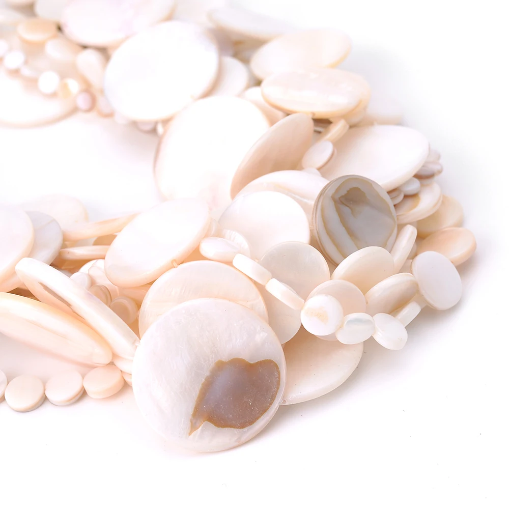 Natural White Shell Beads For Jewelry Making Round Flat Mother of Pearl Shell Beads Diy Bracelet Necklace Accessories 6-30MM