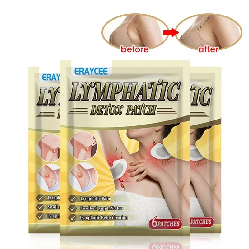 

6pcs=1bag Lymphatic Drainage Relieve Lymph Nodes Swell Pain Patch Lymphatic Drainage Pads Chinese Herbal Detox Plaster