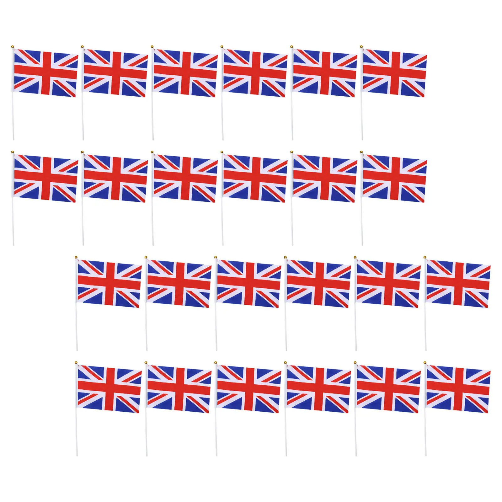 40Pcs British Handheld Small Uk Stick Flags Patriotic Hand Waving Flags for Sporting Events Parties Decorations