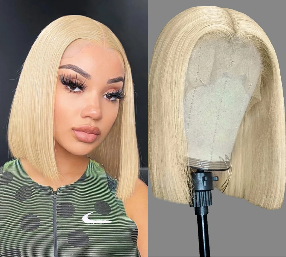 

LUXEDIVA 613# Straight 13X4 HD Lace Frontal Bob Wig For Women Blonde Colored Short Wig 4x4 Lace Closure Brazilian Human Hair Wig