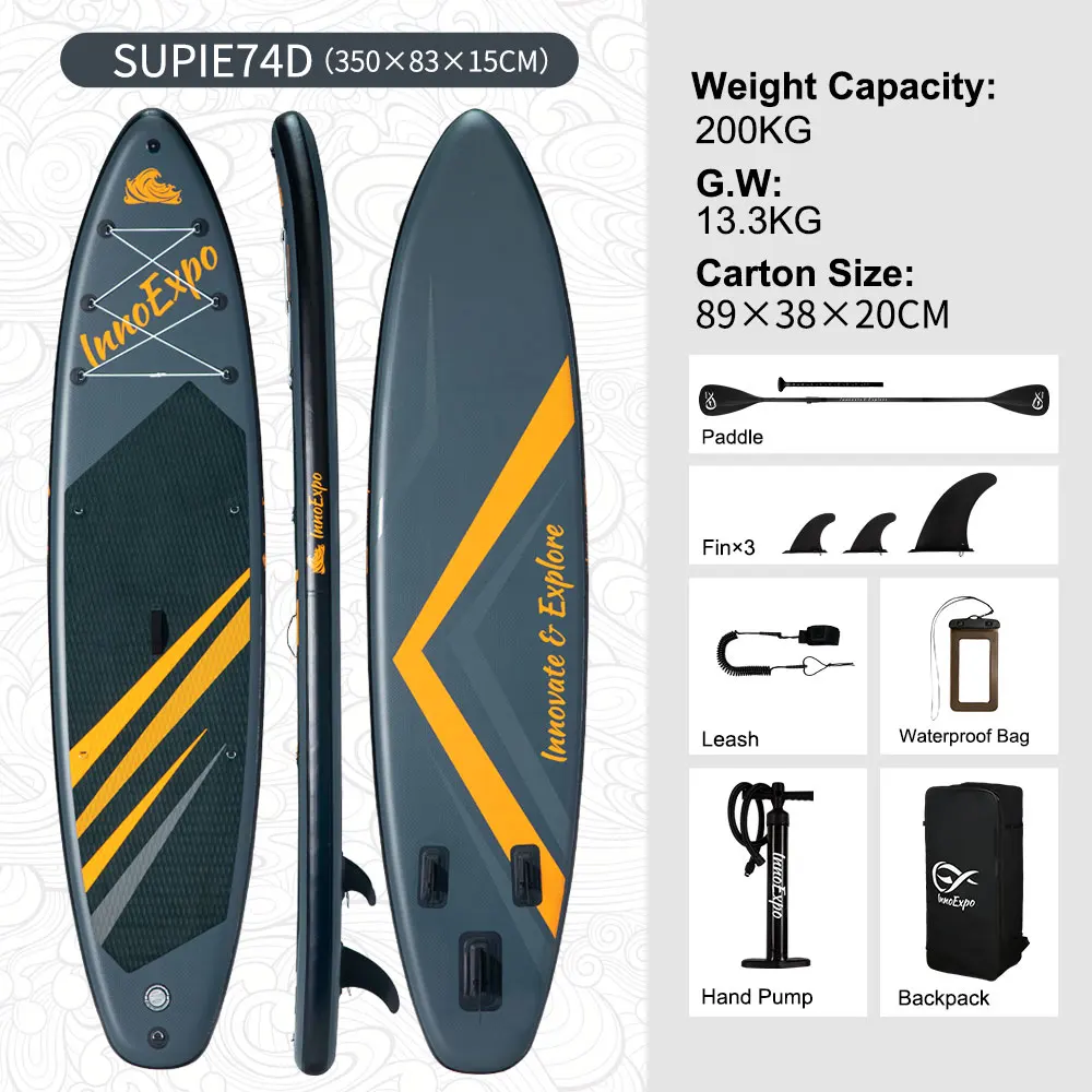 InnoExpo Aufblasbares Stand-Up-Paddleboard mit Zubehör, aufblasbares Paddelboard, Surf-SUP-Board, rutschfestes Wassersport-Paddleboard
