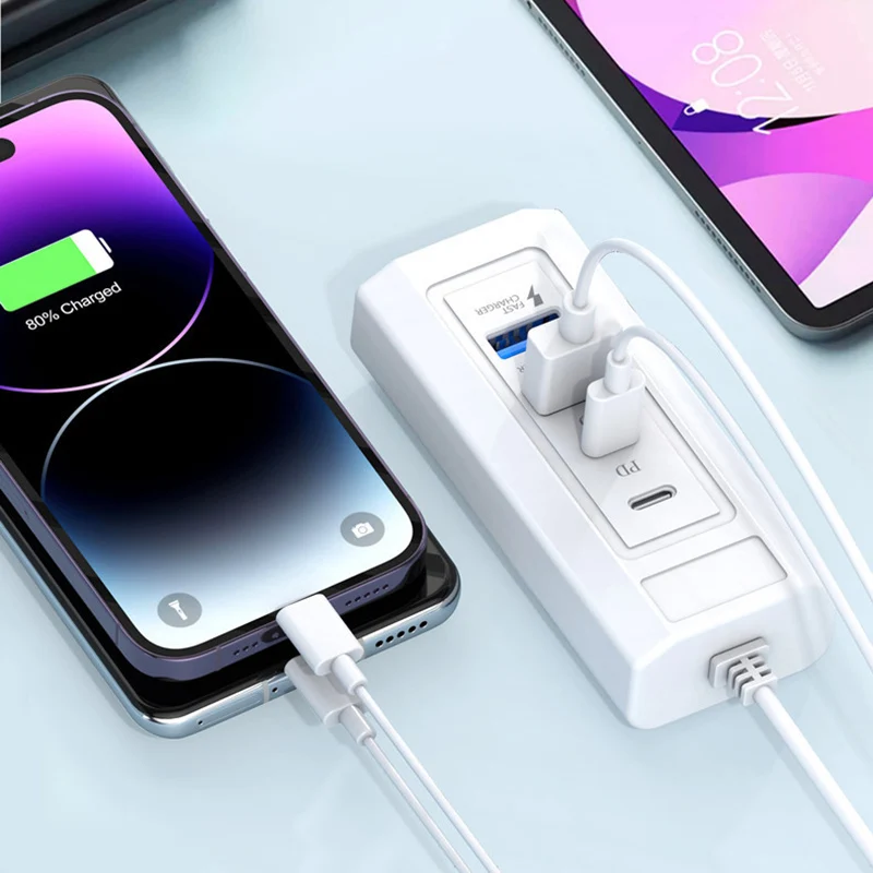 Adaptateur répartiteur de câble USB, 4 ports, type C, charge PD, S6, 5V, 25W, convertisseur d'extension d'alimentation pour téléphone et tablette