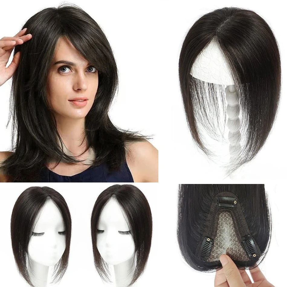 

Накладки для волос на кружевной основе 9*10 см для женщин, на заколках, из натуральных человеческих волос, для женщин с редеющими волосами