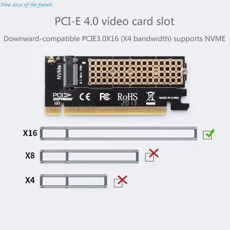 PICE to M.2 Adapter NVMe SSD PCIE M.2 Riser Card Adapter PCI-Express X16 Supports for 2230 2242 2260 2280 E65A
