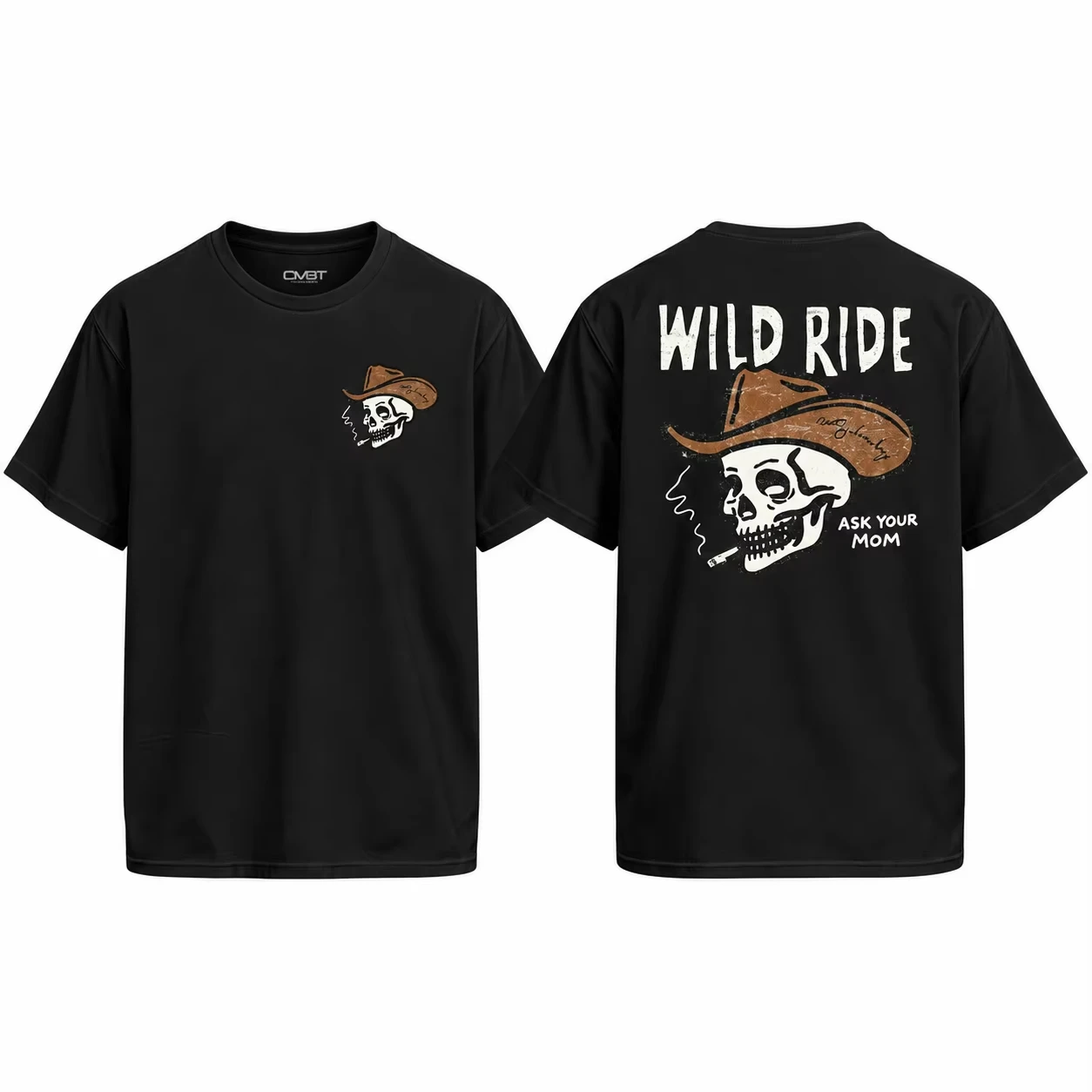 2026  Men's Women's Oversized Crew Neck T-Shirt Wild Ride Cowboy Skull Western Funny Short Sleeve Vintage Streetwear Casual Tee