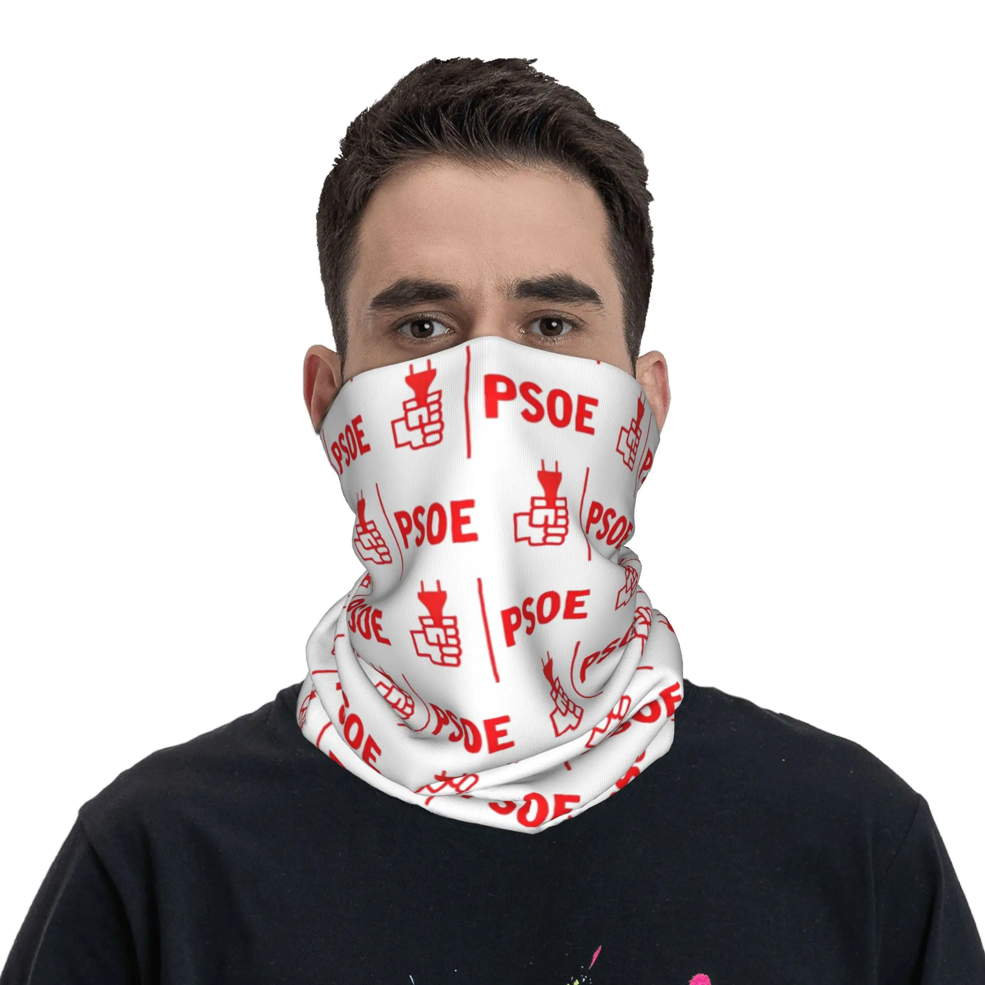 

PSOE Logo Pedro Sanchez Bandana Neck Cover Printed Balaclavas Wrap Scarf Multi-use Headband Running Unisex Adult Breathable