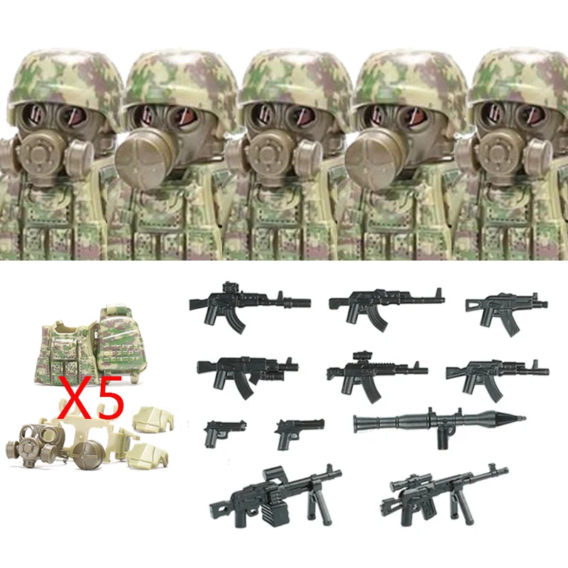 Military Soldier Ukrainian Biochemical Special Forces Building Blocks Army Figures Gas Mask Weapons Bricks Toys For Children view 2