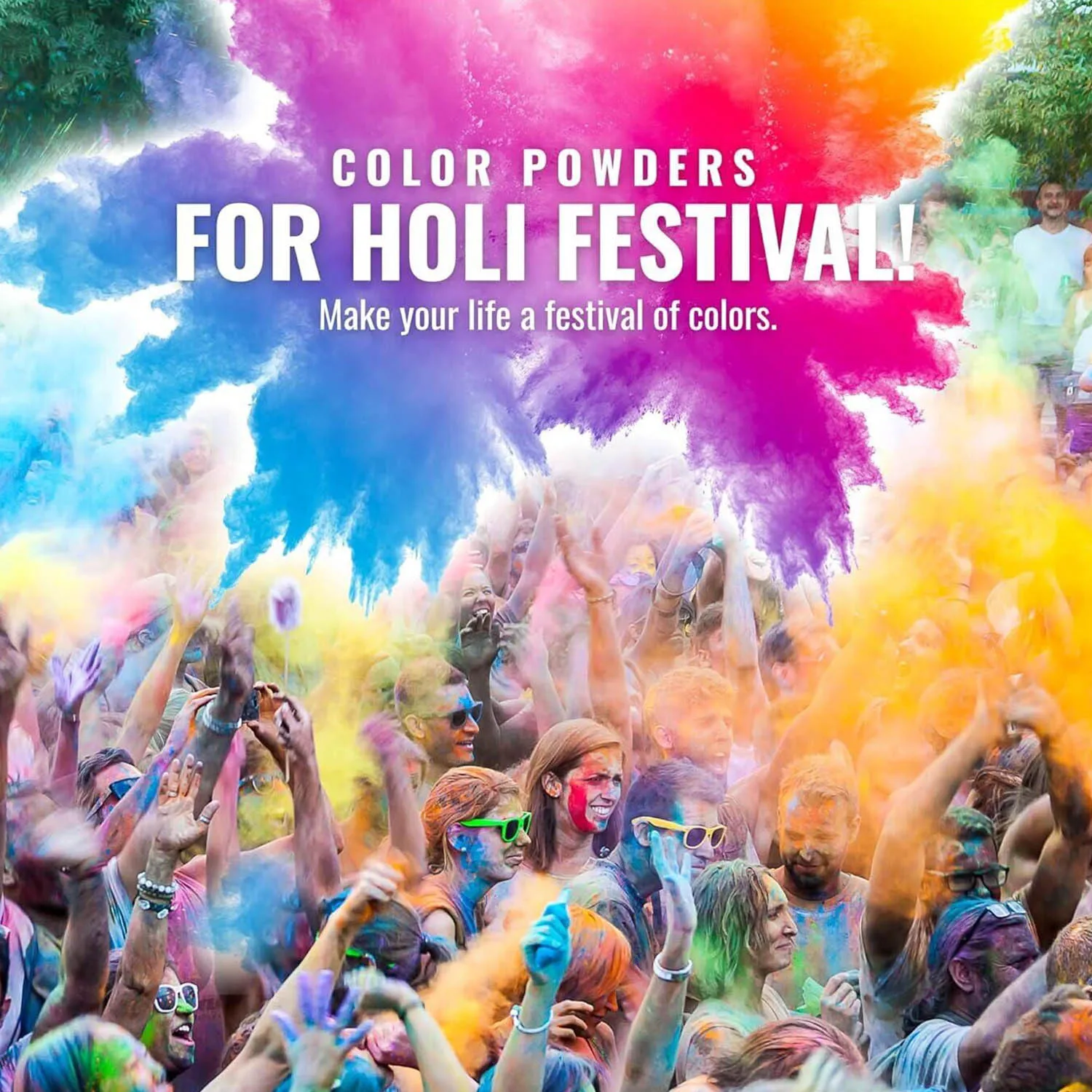 Holi Colored Powder - 1 lb pack - Pink, Red, Orange, Yellow, Green, Teal, Blue, Purple - For Toss, Rangoli, Fun Run, War, Party