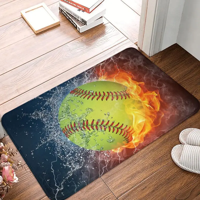 Custom Baseball Basketball Football Doormat Non-Slip Bath Kitchen Mat Toilet Door Floor Entrance Carpet Rug