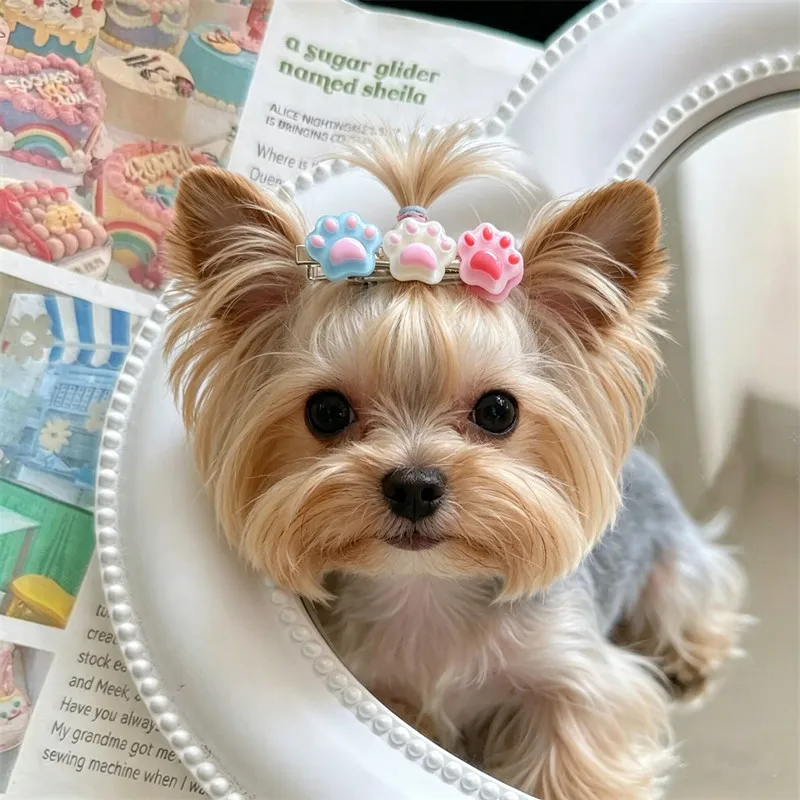 Cartoon Cat Claw Pet Hair Clip,Integrated Puppy Hairpin, Pet Grooming Headdress