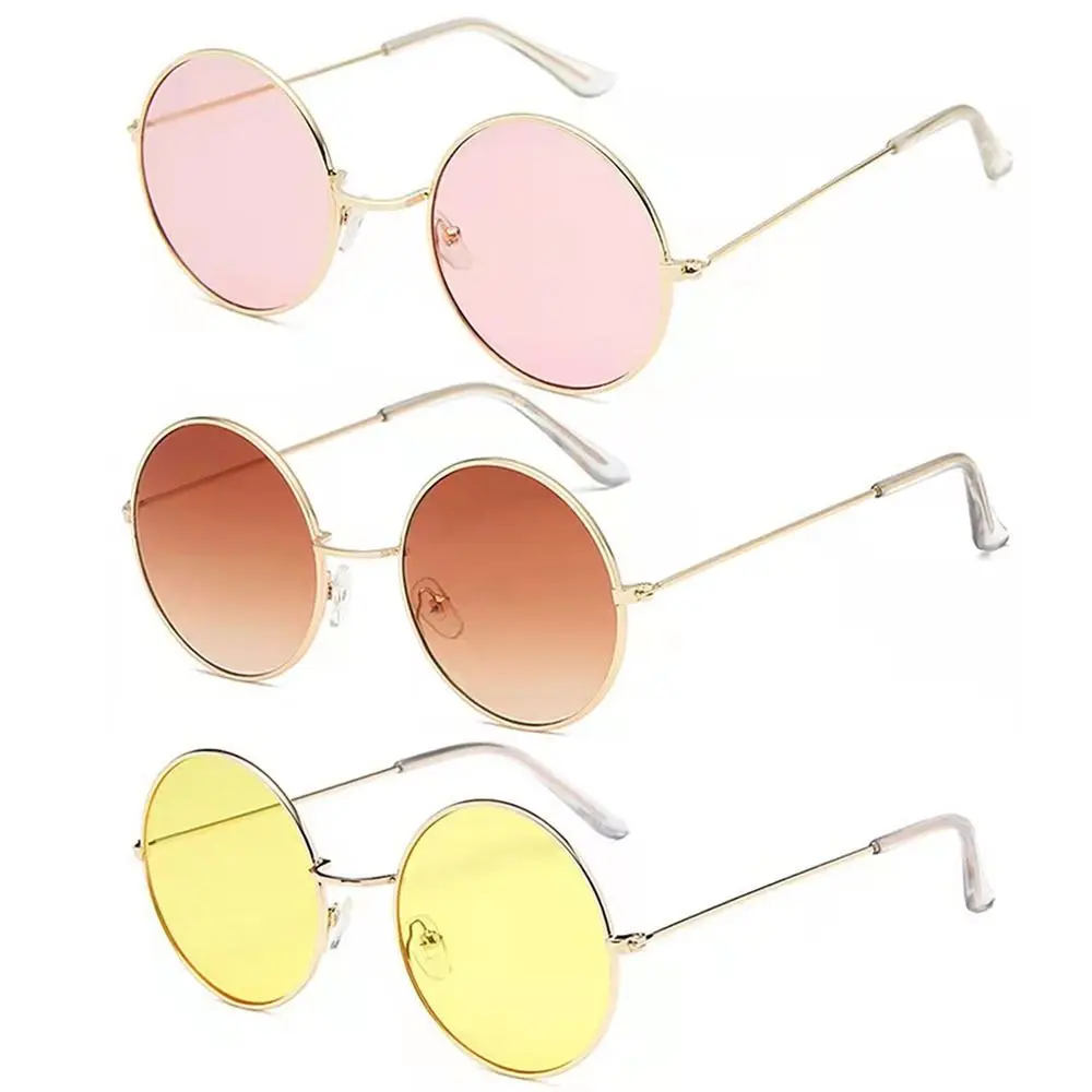 

Sun-Protective Round Sunglasses Punk Metal Frame Black Shades Glasses Outdoor Driving Glasses for Women Man