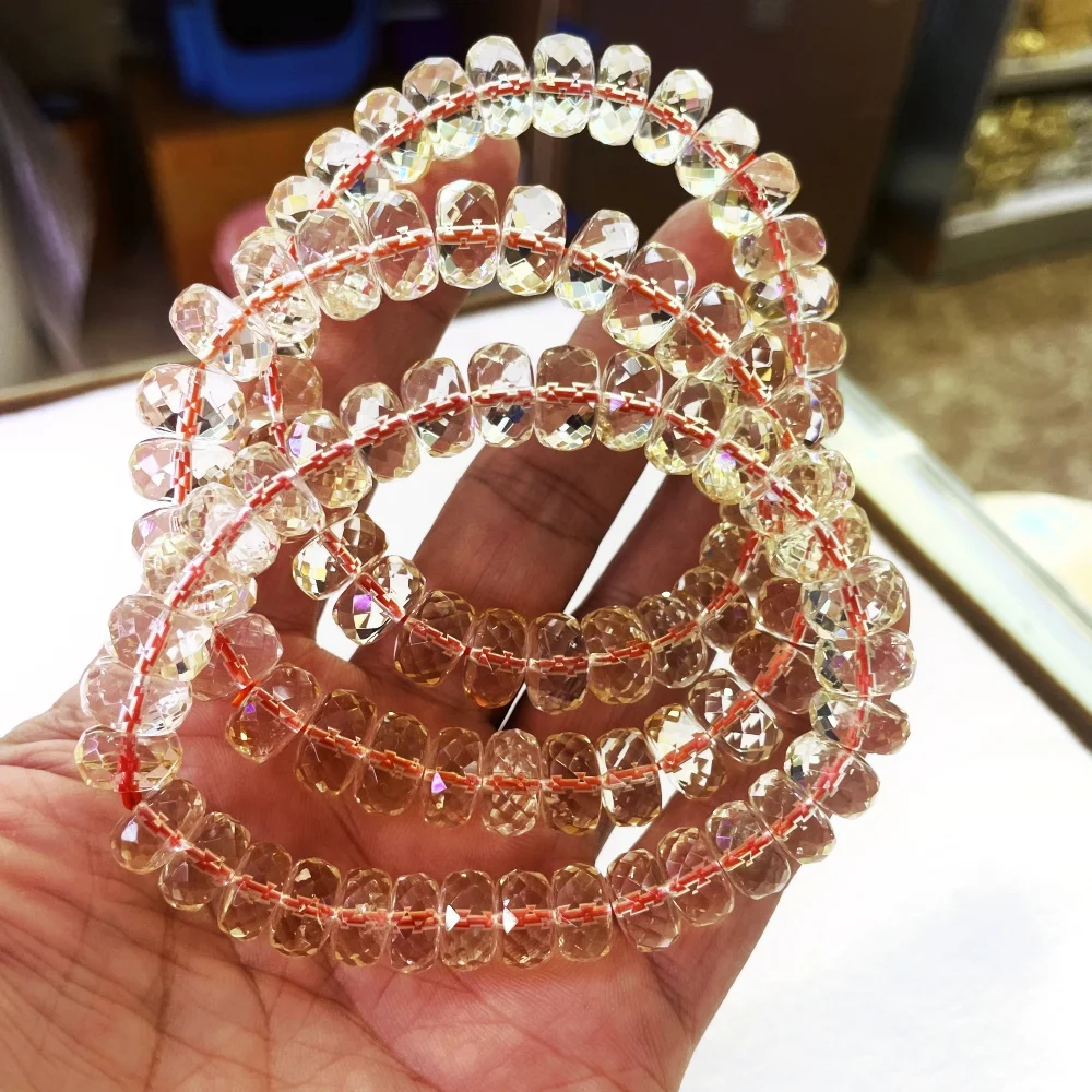 

Natural Brazilian material amethyst and citrine abacus beads cutting surface Spacer Beads For Jewelry Making DIY Bracelet