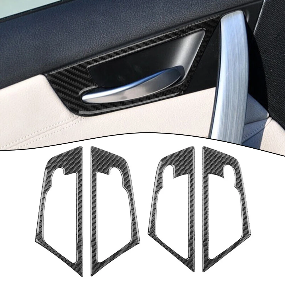 

4Pcs Carbon Fiber Interior Door Handle Bowl Trim Cover For BMW X3 E83 2004-10 Interior Panel Frame Decorative Sticker Accessorie