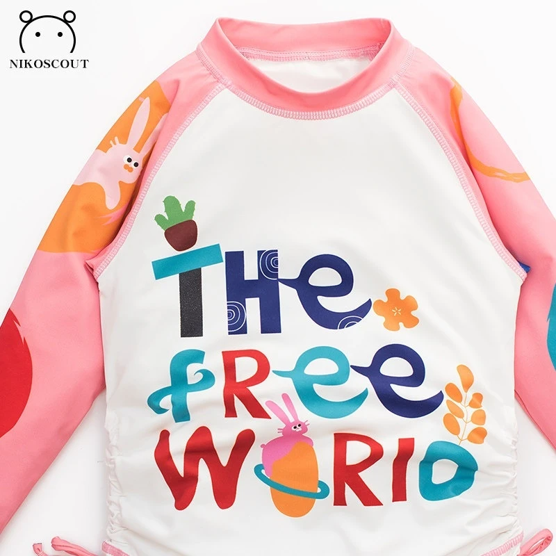 

Children's swimsuit for girls aged 12, dopamine women's treasure swimsuit, cute long sleeved long pants, quick drying sun protec