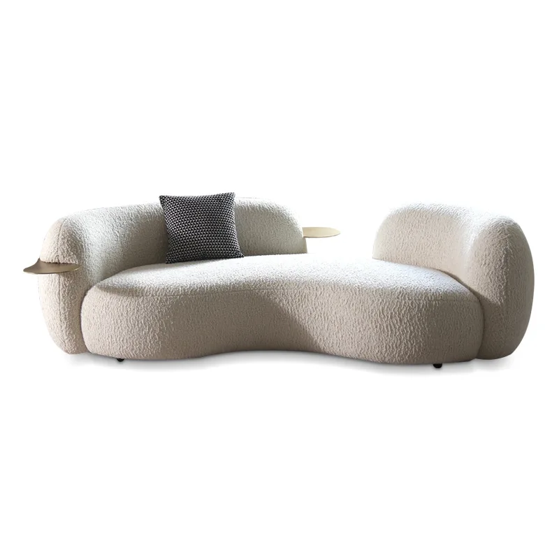 

Nordic simple fabric special-shaped light luxury living room clothing store furniture cream wind pea curved sofa