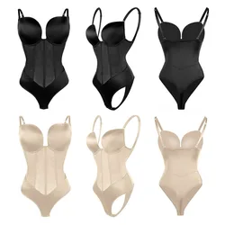 Kadın vücut şekillendirici sıkıştırma Bodysuit tek parça Backless Shapewear sutyen korse zayıflama bel elbise iç çamaşırı altında